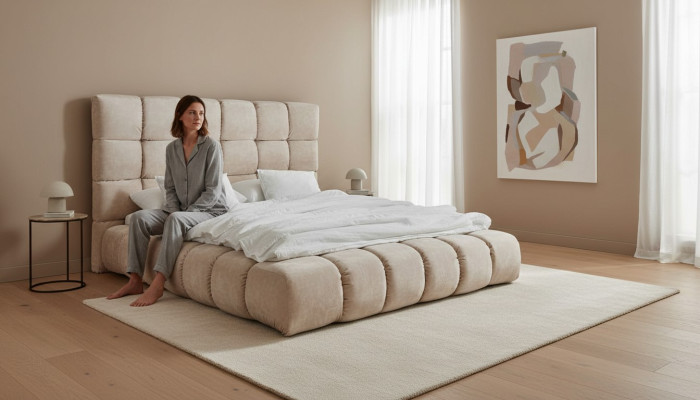 Luxuri Plüsch Bett im Schlafzimmer groß handlich Designer Bett Neu Innenbereich