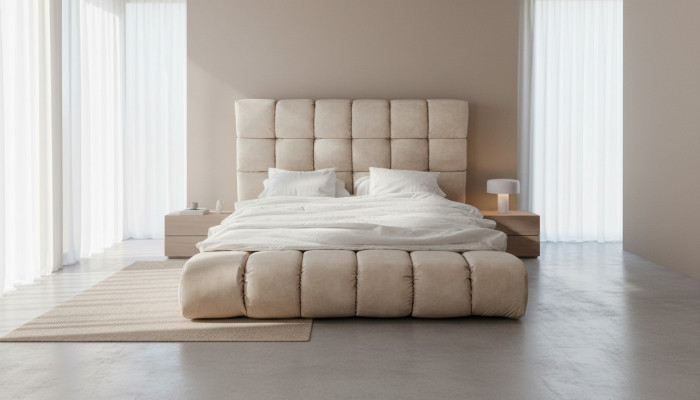 Luxuri Plüsch Bett im Schlafzimmer groß handlich Designer Bett Neu Innenbereich