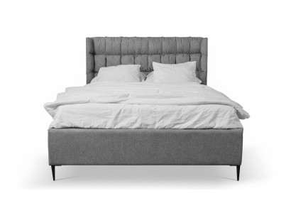 Grau Doppelbett Klassisches Schlafzimmermöbel Design Eleganter Stoff Bett