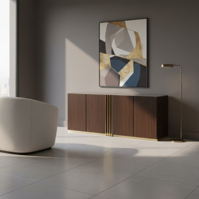 Wohnzimmer Kommode Lowboard braun Sideboard Holz Modern Möbel 208x49x80cm