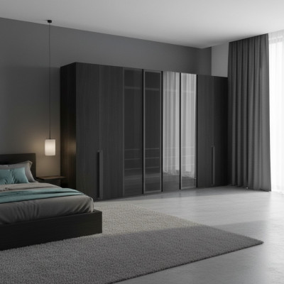 Kleiderschrank Schlafzimmer Luxus Schränke 8-türlger Schwarz Schrank 
