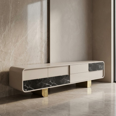 TV Ständer RTV Lowboard Klassische Grau Holz Modern Wohnzimmer Neu