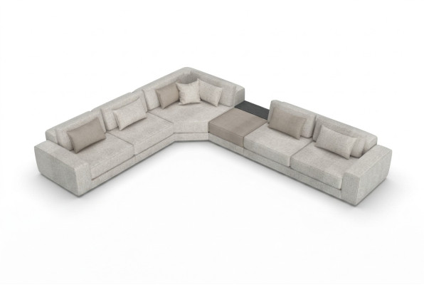 Grau Ecksofa L Form Wohnlandschaft Couch Möbel Textil Holz Sofa Couchen