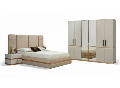 Modern Beige Schminktisch mit Spiegel Höhe 180 cm luxuriös Möbel neu