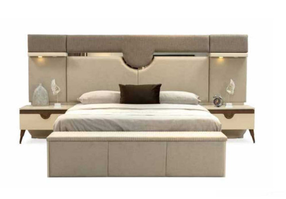 Stilvoll Möbel 4tlg. Schlafzimmer Set Bett 2x Nachttisch Kleiderschrank Neu