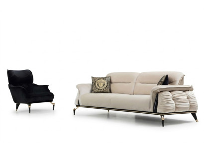 Luxus 2tlg Wohnzimmer Set Sofa 3-Sitzer mit sessel Modernes Design Couch