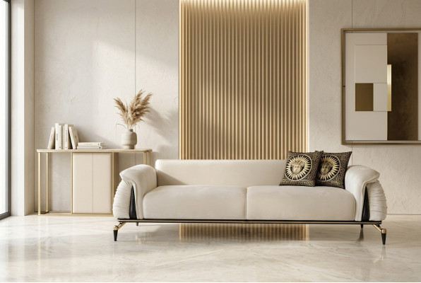 Stilvoll Sofa 3 Sitzer Wohnzimmer Perfekt Textil Sofa Polster Couchen