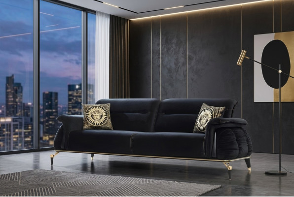 Sofa 3 Sitzer schwarz Chesterfield Designer Möbel Wohnzimmer Sofas Luxus