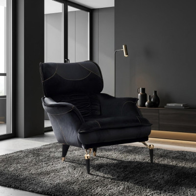 Perfekt weich Sessel für Wohnzimmer schwarz Farbe neu Luxus Möbel Textil
