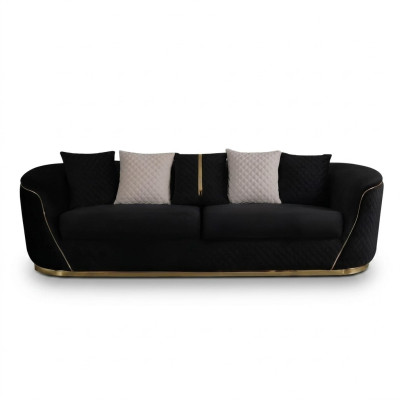Designer 3 Sitzer Sofa Luxus Holz Möbel Textil Polstermöbel Couch Stoff