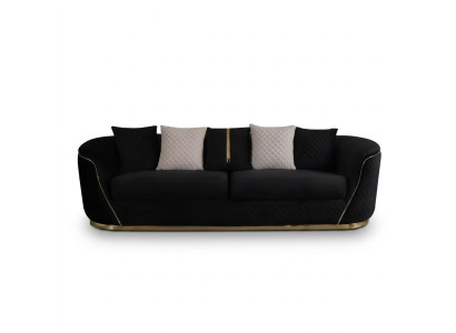 Designer 3 Sitzer Sofa Luxus Holz Möbel Textil Polstermöbel Couch Stoff