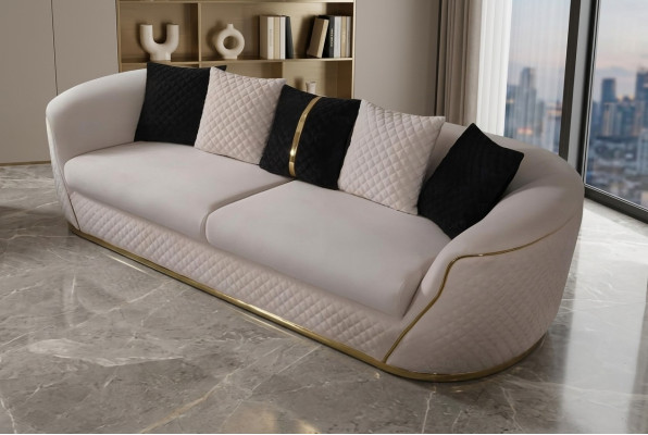 Sofa 3 Sitzer Design Sofas Polster weiß Textil Relax Moderne 235cm