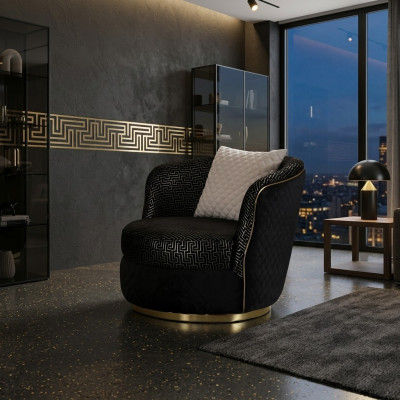 Design Sessel 1 Sitzer Textil Luxuspolster Sessel schwarz Farbe Luxus