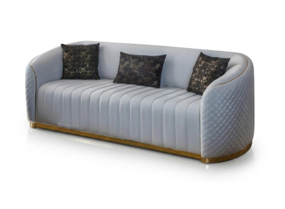 Sofa Luxus Wohnzimmer Modern Dreisitzer Möbel Sofa 3 Sitzer Holz Textil