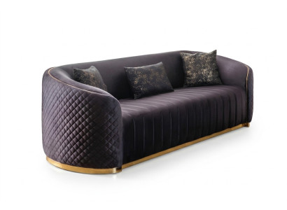 Sofa Luxus Wohnzimmer Modern Dreisitzer Möbel schwarz 3 Sitzer Holz Textil