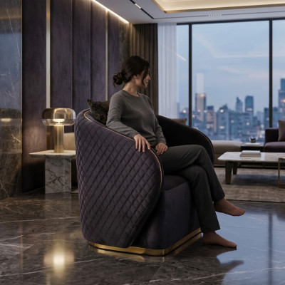 Design Sessel Lounge Perfekt Möbel Stühle Textil Polster Sitz Luxus Neu