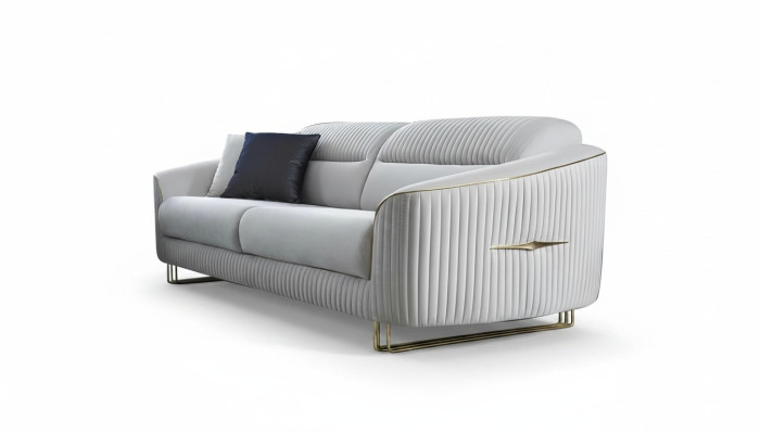 Sofa 3 Sitzer Polstersofa weiß Textil Sitz Design Couch Modern Neu