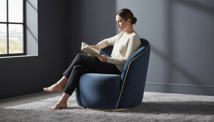 Luxus Sessel Polster Relax Lounge Club Möbel Design Sessel Blau neu