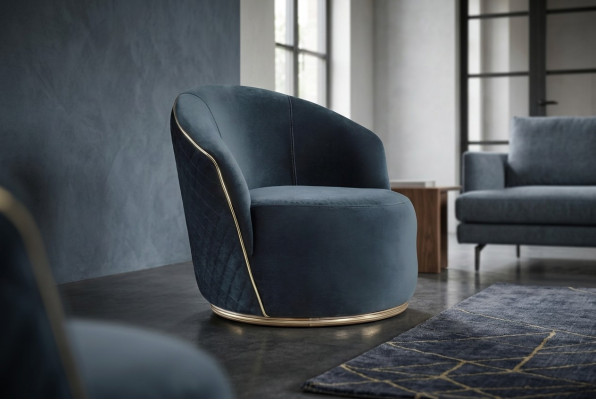 Luxus Sessel Polster Relax Lounge Club Möbel Design Sessel Blau neu