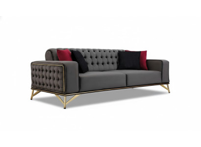 Designer Sofa 3 Sitzer Chesterfield Couch Polster Sofas Design Braun