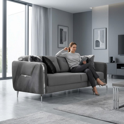 Luxus Sofa Dreisitzer Modern Polster Textil 3 Sitzer Wohnzimmer 235cm