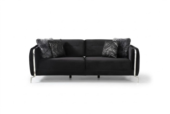 Designer Sofa 3 Sitzer big Couch Polster Sofas Design schwarz Samt Möbel