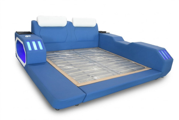Multifunktion Betten Led Luxus Design Blaues Bett Hotel Doppel 180x200