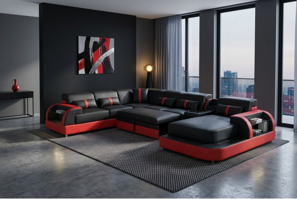 Multifunktion Sofa Couch Wohnlandschaft Couchen Polster Sofas LED Bettfunktion