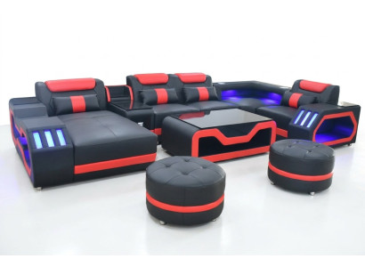 Designer Wohnzimmer set besteht aus 4tlg. modern set schwarzer Farbe Beleuchtet