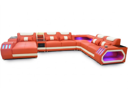 Ecksofa U-Form Orange Wohnlandschaft Couch Polster Eckgarnitur Sofa Modern
