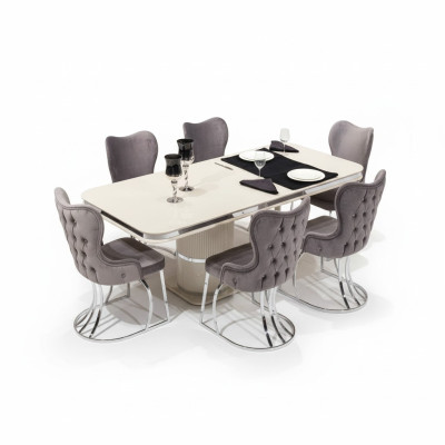 Tisch 6x Stühle 7tlg Esszimmer Holztisch Esszimmer Set Gruppe Design