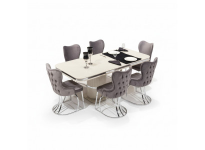 Tisch 6x Stühle 7tlg Esszimmer Holztisch Esszimmer Set Gruppe Design