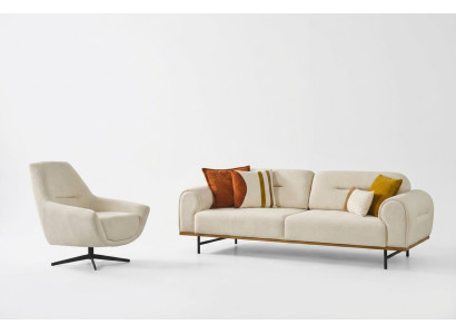 Sofagarnitur 3 + 1 Sitzer Möbel Set Design Beige Modern 2tlg. Couchen