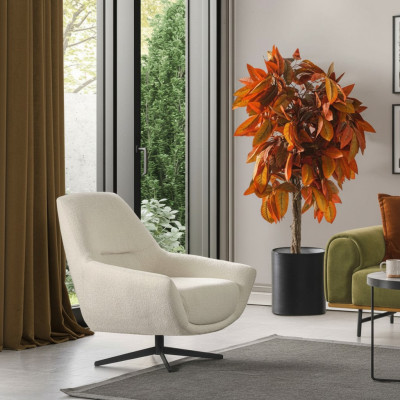 Luxus Sessel Beige Drehbar Wohnzimmer Stil Polsterung Textil Lounge Club
