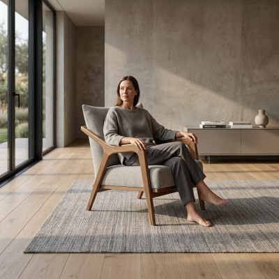 Sessel Modern Design Wohnzimmer Möbel Helles grau farbe Luxus Stil 