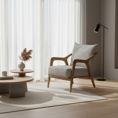 Sessel Modern Design Wohnzimmer Möbel Helles grau farbe Luxus Stil 