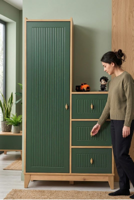 Stilvoll grüner Kleiderschrank Holzmöbel für Kinderzimmer Neuheit