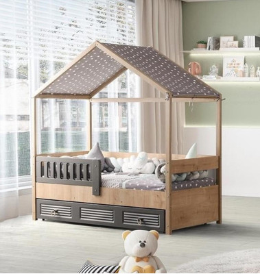 Graues Jugendzimmer Set Kinderzimmer Kommode Schrank und Bett 3tlg.