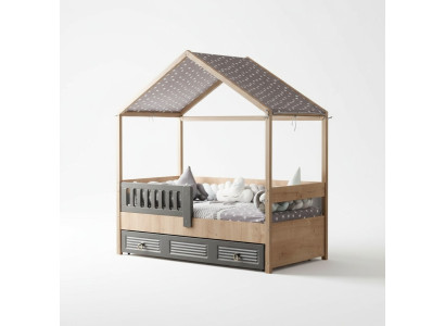 Bettrahmen Kinderbett 200 cm HolzBett Kinderzimmer Bettgestelle Grau