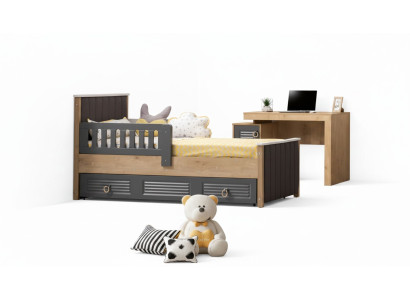 Bettrahmen Kinderbett Bett Kinderzimmer Kinderzimmermöbel Grau Holz