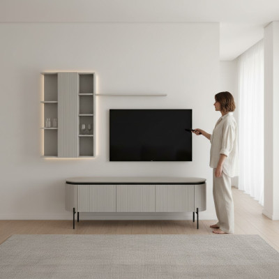Perfekte Wohnzimmer Set Besteht aus TV-Lowboard und Wandschrank 2tlg.
