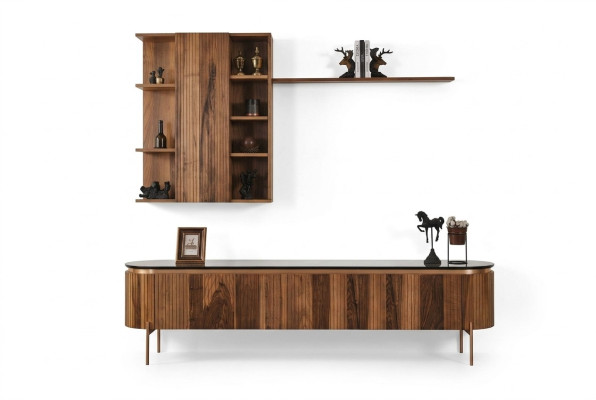 Perfekte Wohnzimmer Set Besteht aus Braun TV-Lowboard und Wandschrank