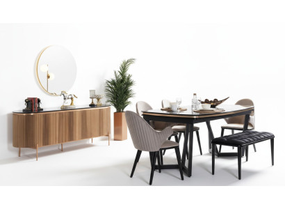 Luxuriös Esszimmer Set Besteht aus Esstisch 4x Stühle und Anrichte 7tlg