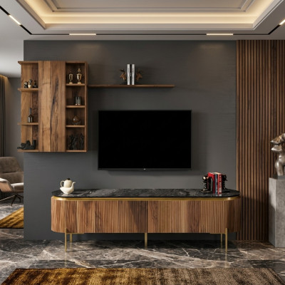 Wohnzimmer Set Besteht aus TV-Lowboard+Wandschrank mit Regal 2tlg. neu