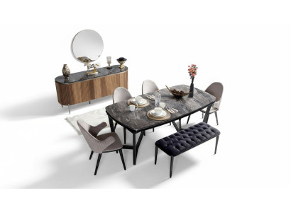 Stilvoll Esszimmer Set Besteht aus Esstisch 4x Stühle und Bank 6tlg.
