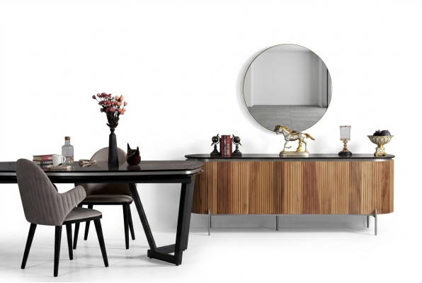 Luxuriös Esszimmer Set Modern Besteht aus Schwarz Anrichte und Spiegel