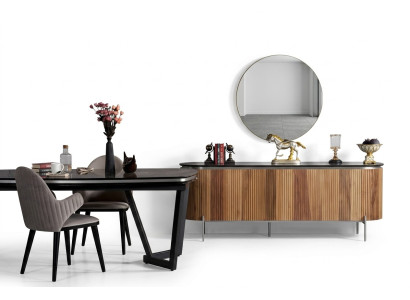 Luxuriös Esszimmer Set Modern Besteht aus Schwarz Anrichte und Spiegel