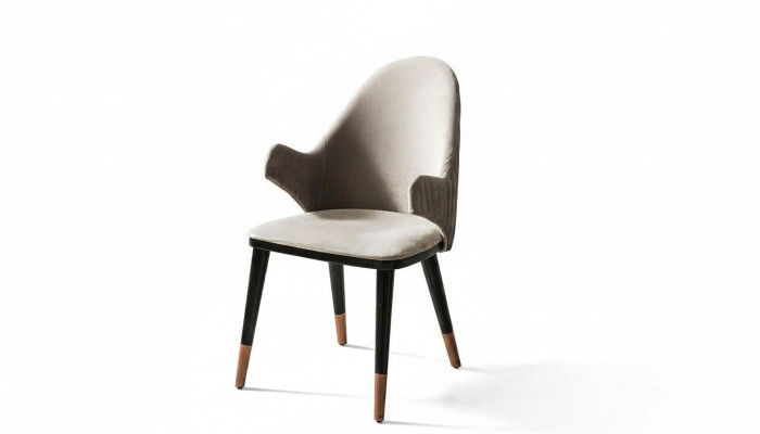 Exklusive Beige Stuhl mit Holz Schwarz Füße Design Esszimmer Neuheit