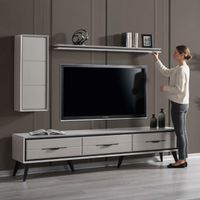 Stilvoller 3-türiger TV-Lowboard Moderner Wandschrank Designer Regal