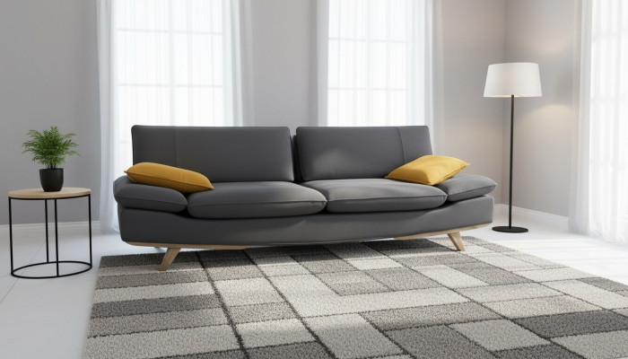  Stilvolles Graues 3-Sitzer Sofa Moderne Luxuriöse Wohnzimmer Couchen